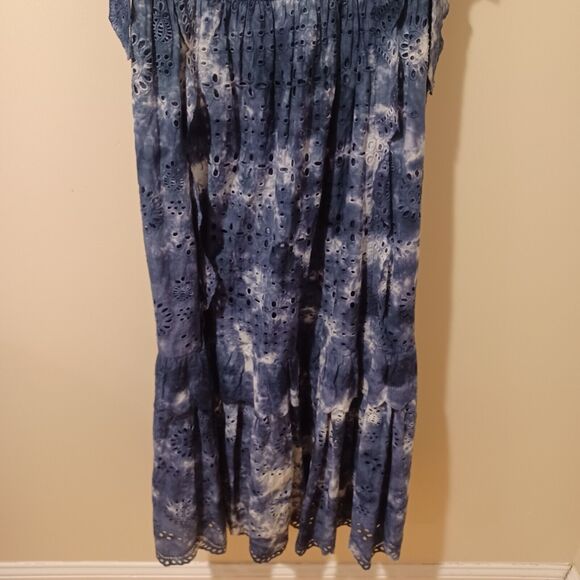 LoveShackFancy Antonella Midi Eyelet Dress in Midnight Navy Blue Hand Dye Size 8 - Picture 6 of 16